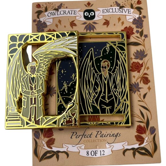 OwlCrate Exclusive Perfect Pairings Enamel Slider Pin 8 of 12 Good Omens NEW - Picture 1 of 7
